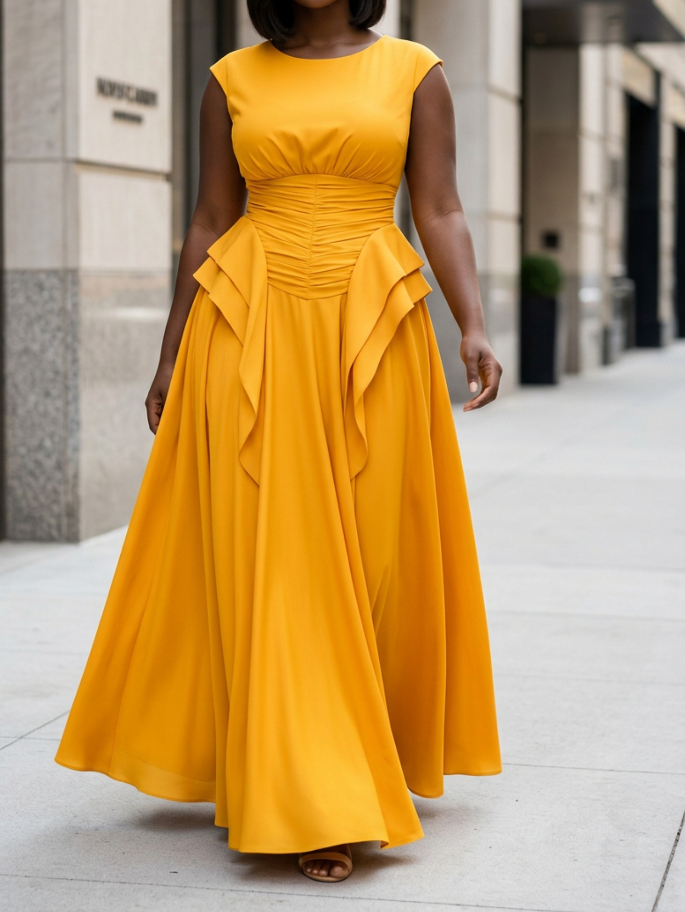 long yellow dress sold on Temu United States
