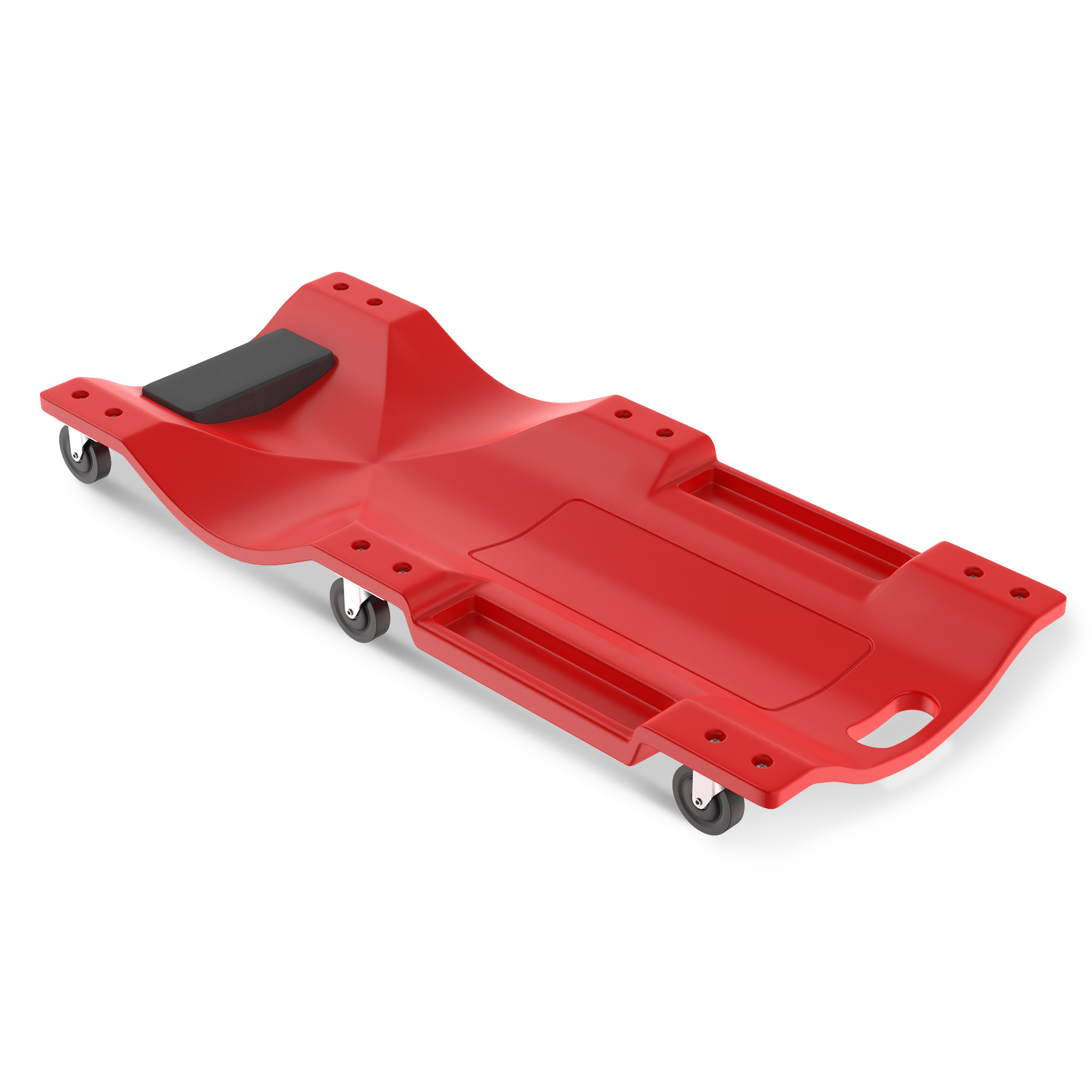 TEMU 92/101.5cm Low Profile Rolling With Padded Headrest And Dual Tool Trays, Heavy Duty Pp Frame, Universal For Under Car Repairs, Red