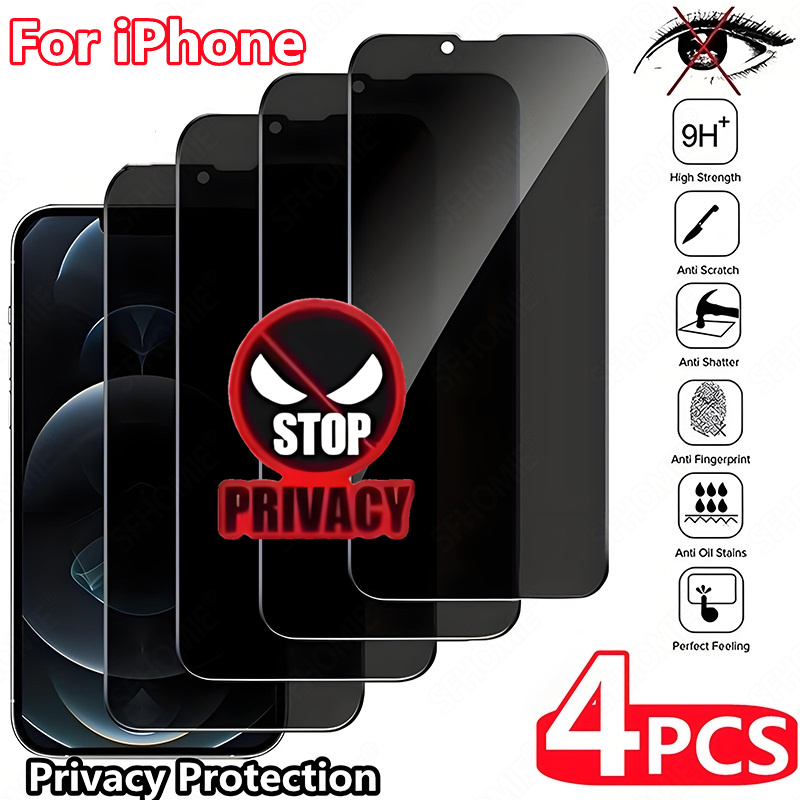 

4pcs Privacy Screen Protector Film For Iphone 11 12 13 Pro , Tempered Glass Screen Protector, Anti-peeping 28° Anti-spy Protection Film-9h Hardness, -resistant,