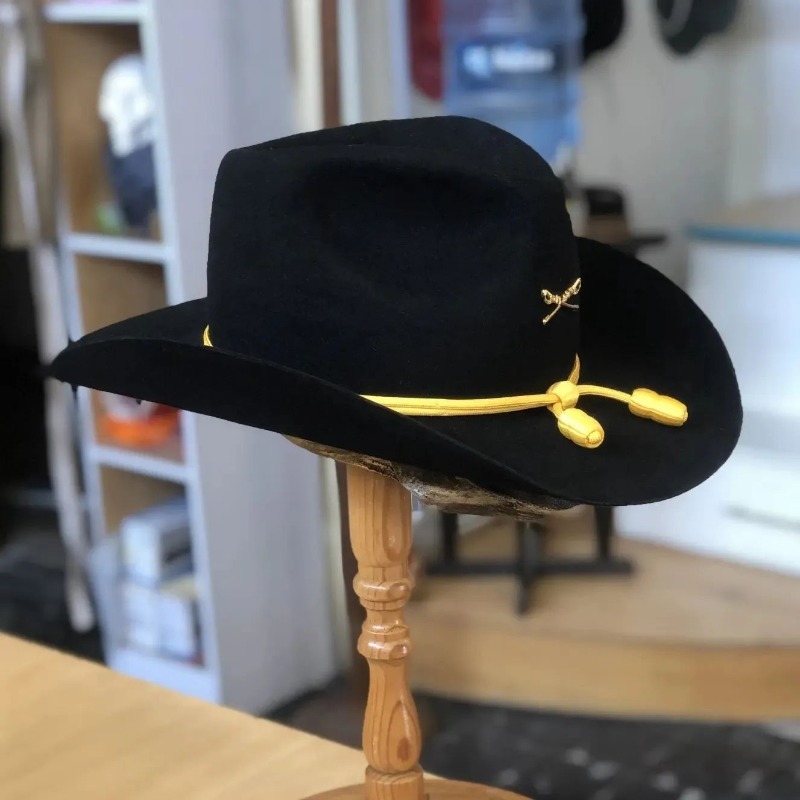Image of Black Western Style Women's Top Hat With Golden Strap And Cross Pin, Suitable For Men And Women, Ideal For Outdoor Night Activities And Urban Street Trips