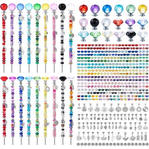 item picture 140pcs diy craft kit with large hole beads multicolor beading supplies suitable for jewelry making garden stakes christmas decorations indoor outdoor decoration for easter valentine day