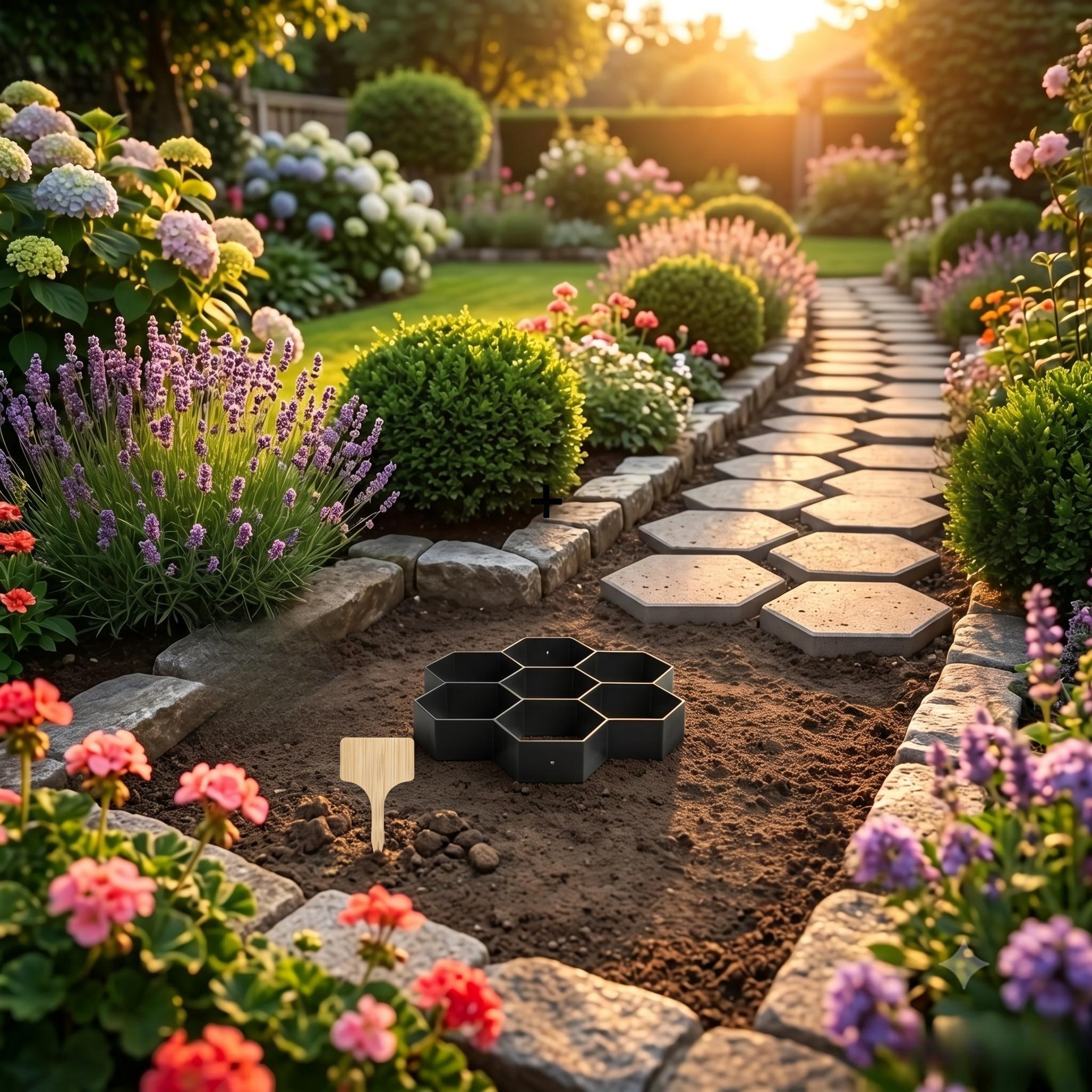 TEMU Moule réutilisable pour dalles de chemin en béton hexagonales, modèle de de marche pour jardin de cour DIY, panneau marqueur décoratif DIY