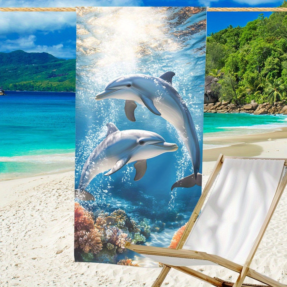 TEMU 1 - Pack Beach Towel With And Marine Patternlarge Quick-drying Hand Towels, Bath Towels, And Beach Towels, Sand And Sun Protection, Lightweight