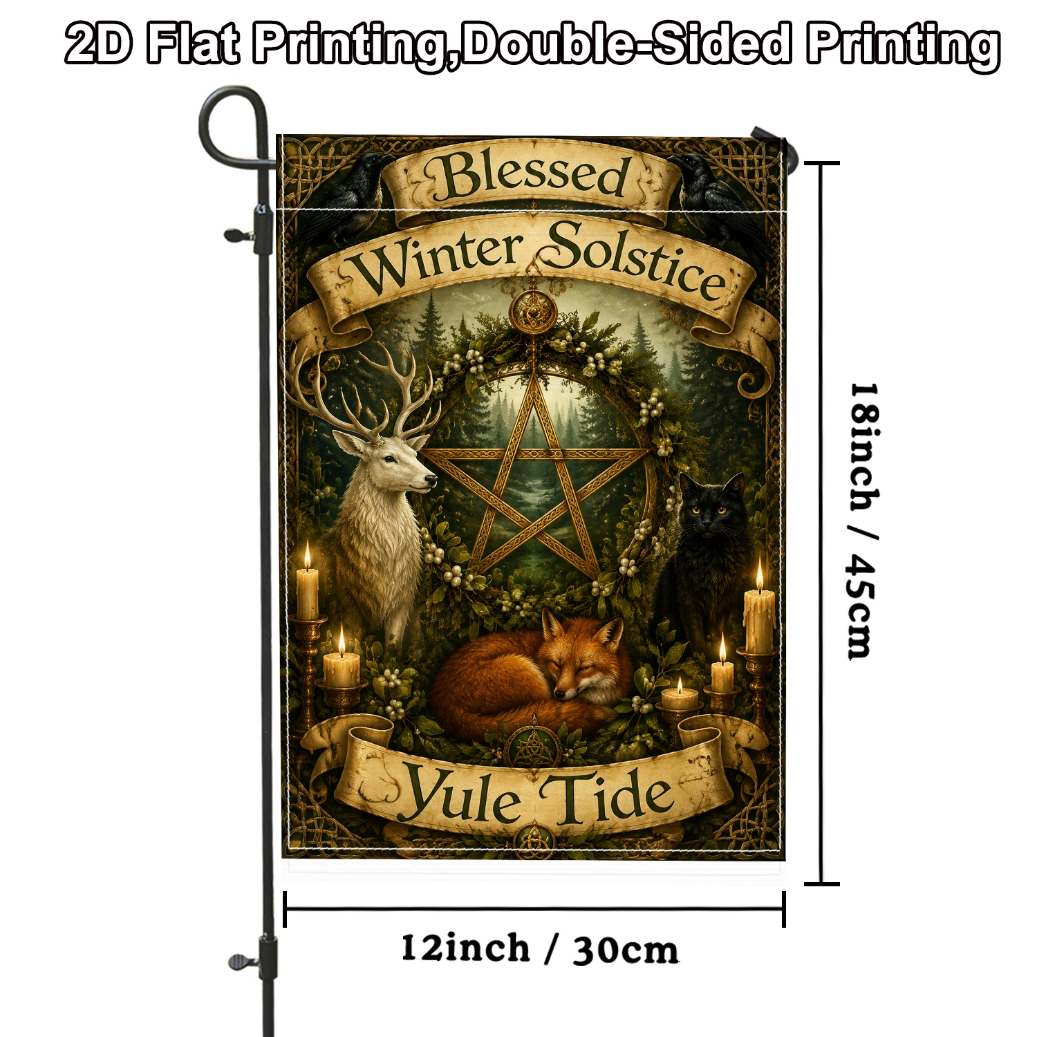 TEMU 2d Flat - 2d Flat - 2d Flat 1pc Mystical Pentagram Outdoor Double-sided Garden Flag Golden No Flagpole For Porch Decoration Garden Outside Yard