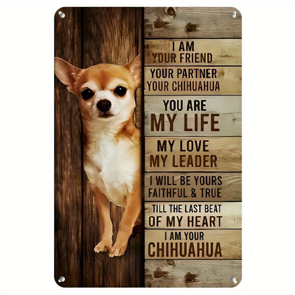 TEMU 1pc Vintage Chihuahua Metal Wall Sign - "i Am Your Friend" Decorative Plaque For Home, Pet Lovers, Indoor/outdoor Use, No Power Needed, Aluminum