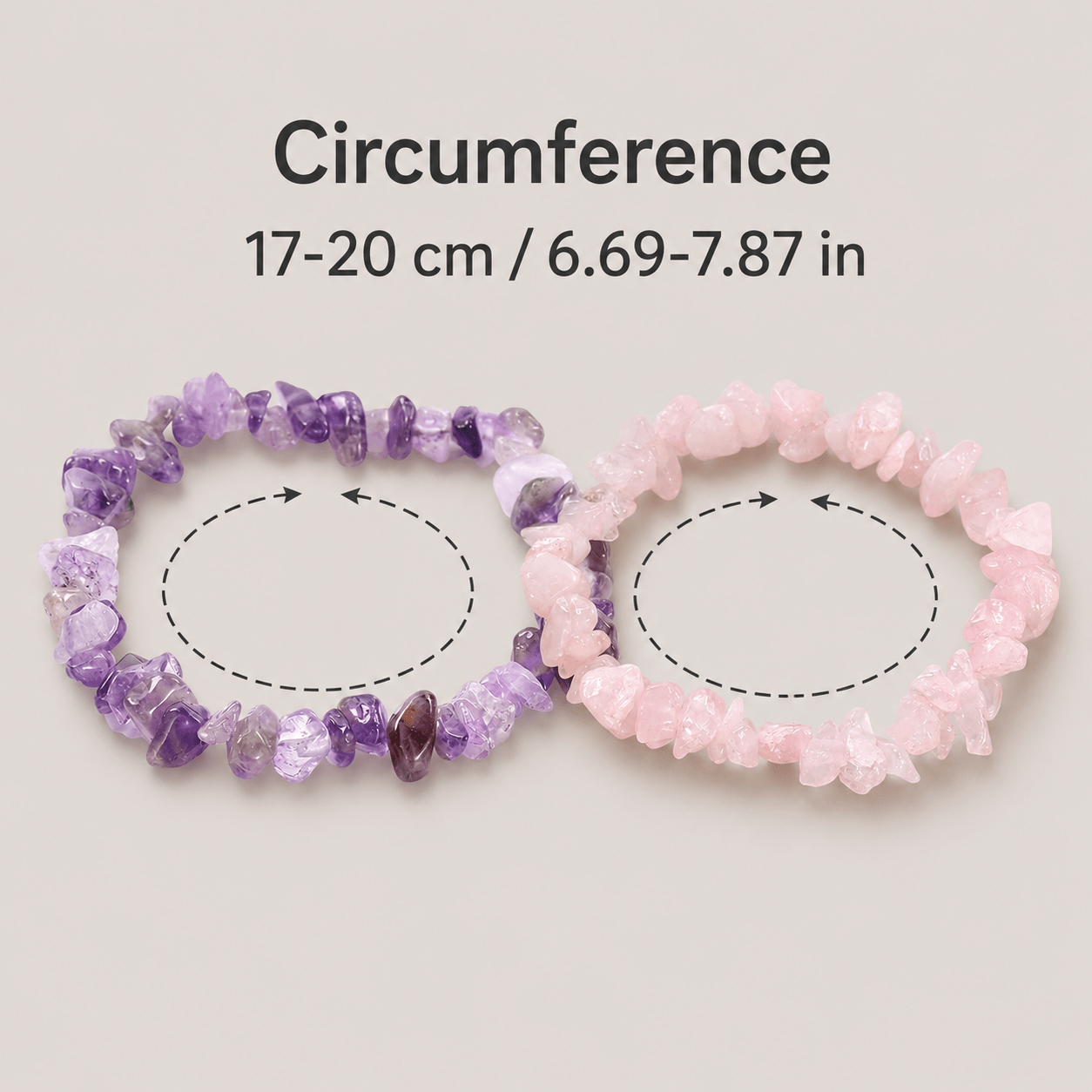 2pc Amethyst & Rose Quartz Chip Bracelet Set
