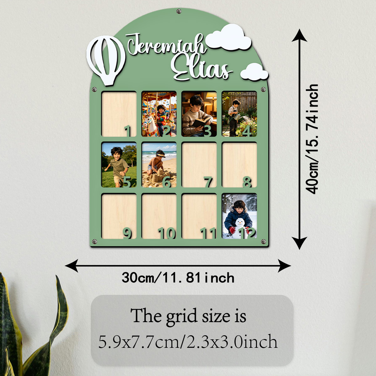 Bohemian 3D Name & Photo Frame for Growth Pictures