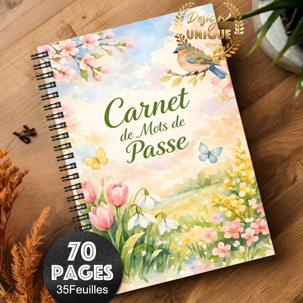 TEMU Carnet de de passe 1 pièce pour connexion Internet et ordinateur, édition française, planificateur de de passe ou avec motif aquarelle floral