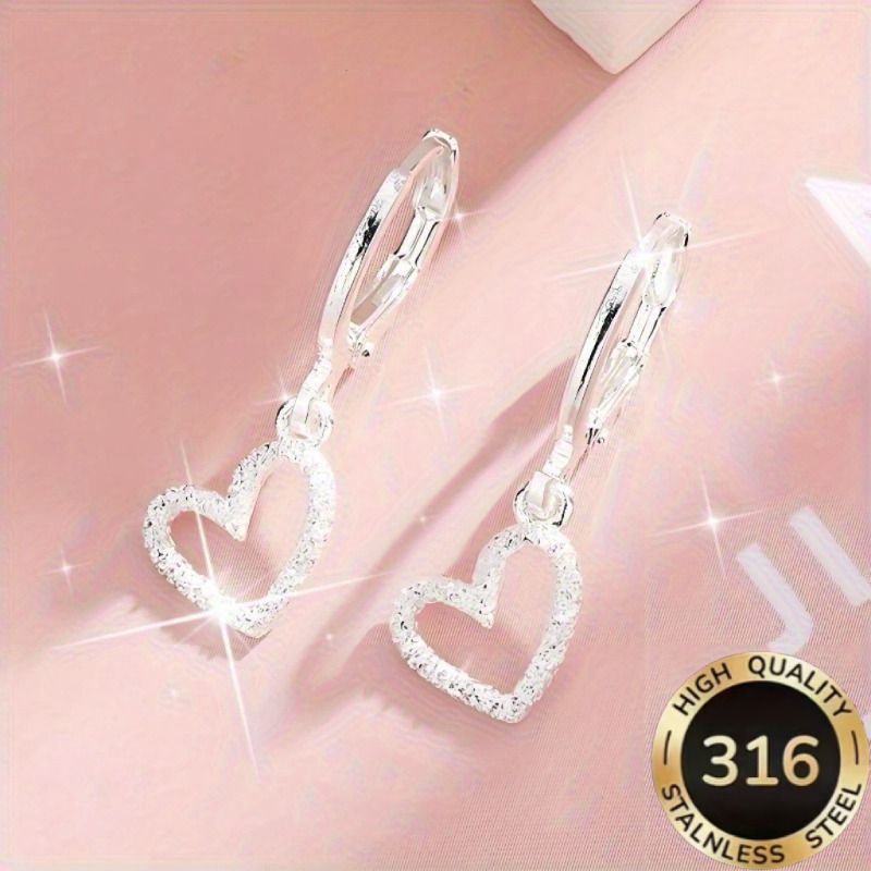 TEMU 1 Paire de Boucles d'Oreilles de Haute Qualité en Acier Inoxydable 316 Hypoallergéniques, Style Ins Luxe Doux et Lumineux, Design Pêche et Cœur