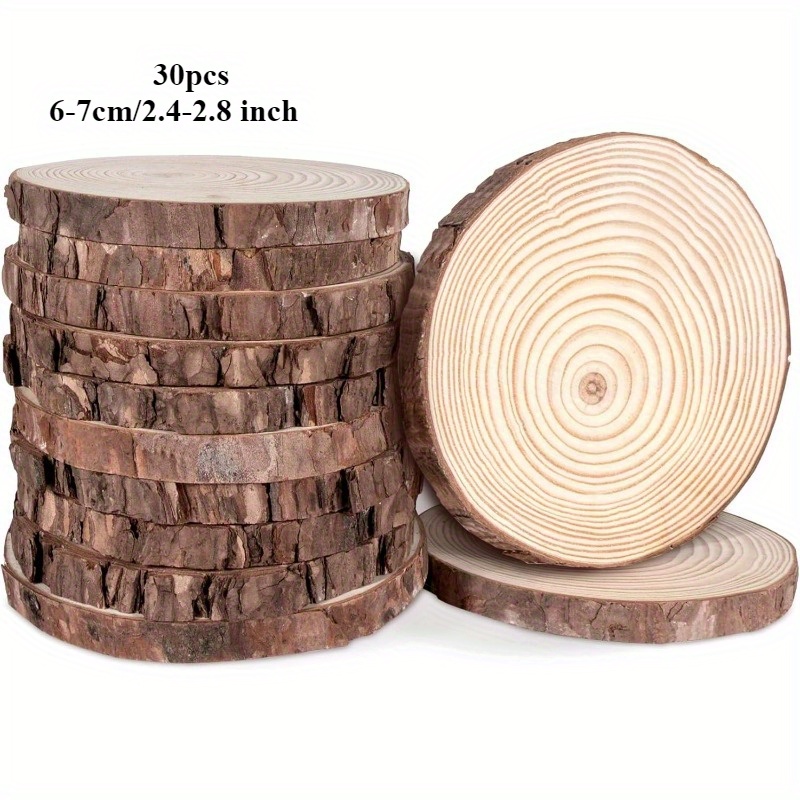 Image of 30pcs 6-7cm/2.4-2.8 Inch Craft Wooden Tool Wooden Circle Unfinished Wooden Wooden Pieces For Art Crafts Wedding Christmas Decorations Diy