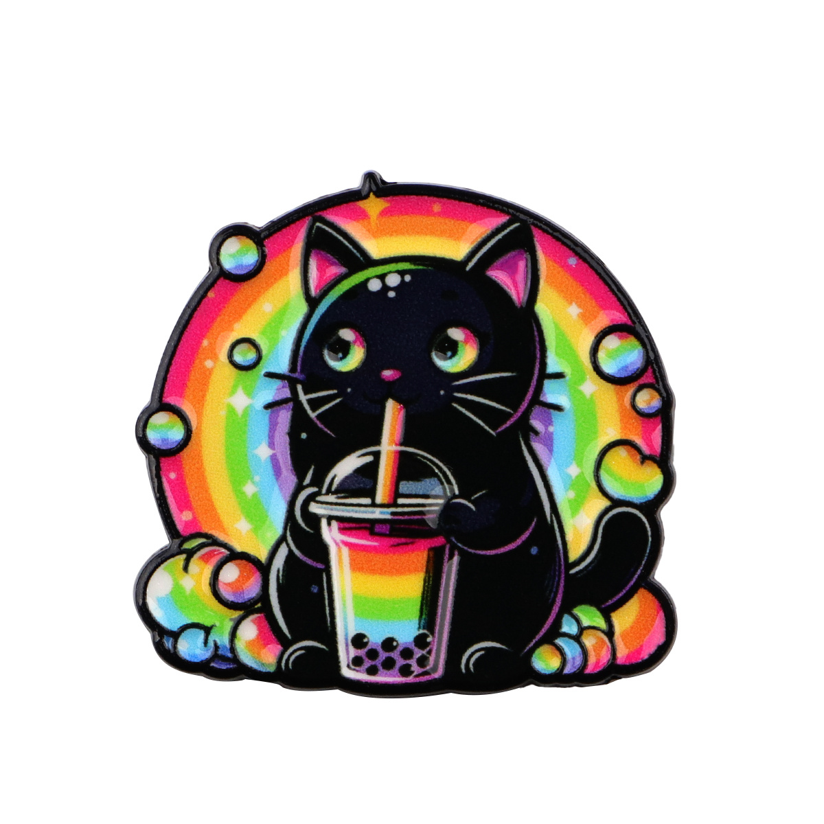 Image of 1pc Rainbow Cat Lapel Pin - Cute Cat With , Enamel Brooch For Clothes, Backpacks, And Gifts, Durable Alloy, Perfect For Halloween, Christmas, Valentine's Day, Easter