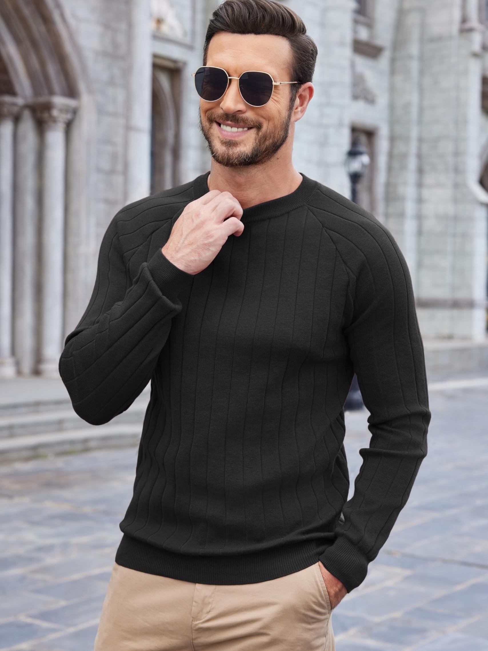 men's black dress sweater Black with White Trim Luxury Touch Cotton and Cashmere Quarter Zip Sweater XL main image 0