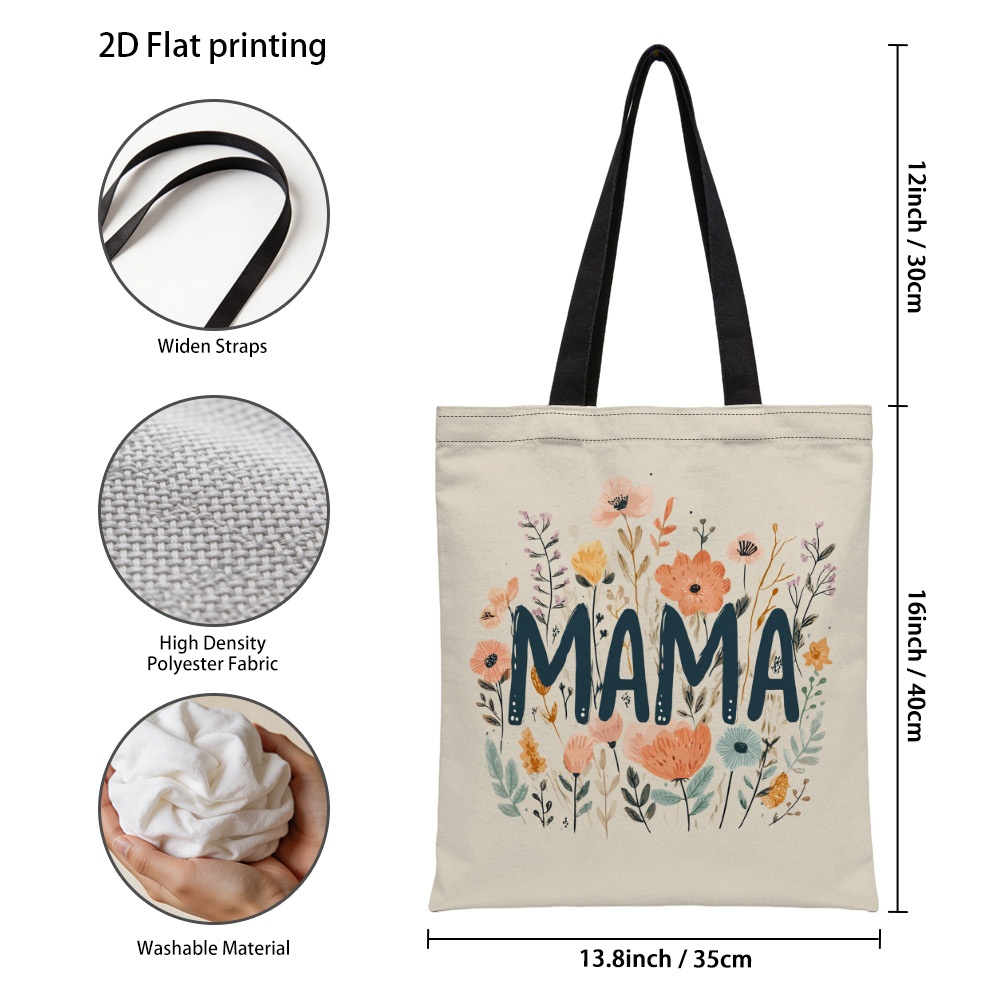 E-shop trendige Muttertags-Tragetasche mit Blumen-Illustration – Strapazierfähige, wiederverwendbare Einkaufstasche mit farbenfrohem Aufdruck,