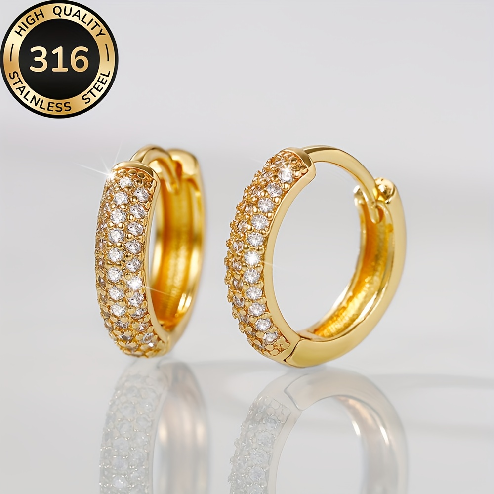 TEMU 2 piezas de aretes de aro y elegantes, joyería de acero inoxidable, aretes de aro de moda para mujer, adecuados para uso diario, regalo ideal