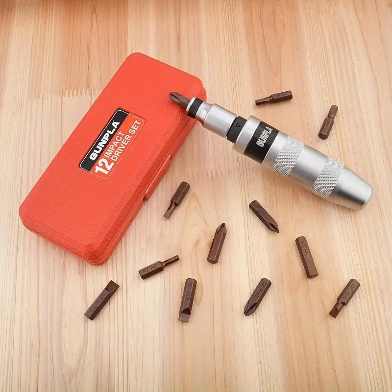 12pcs heavy-duty industrial impact screwdriver set - manual operation, no power required - with phillips/slotted/hex drivers, ratchet mechanism - for automotive, construction, manufacturing - durable 40cr alloy steel construction - ideal for professionals & diy projects, impact drivers, automotive maintenance, precision tools, power tool alternative, professional mechanics, construction workers Product details 8