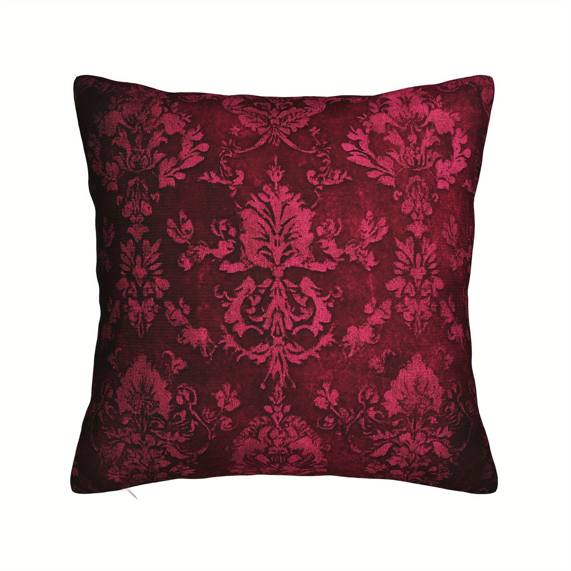 

1pc Housse de Coussin à Imprimé Floral Rouge Style , Tissu Tissé 100% Polyester, Lavable en Machine avec Fermeture Éclair pour Différents Types de Pièces - Douce Housse de Coussin Décorative Insert