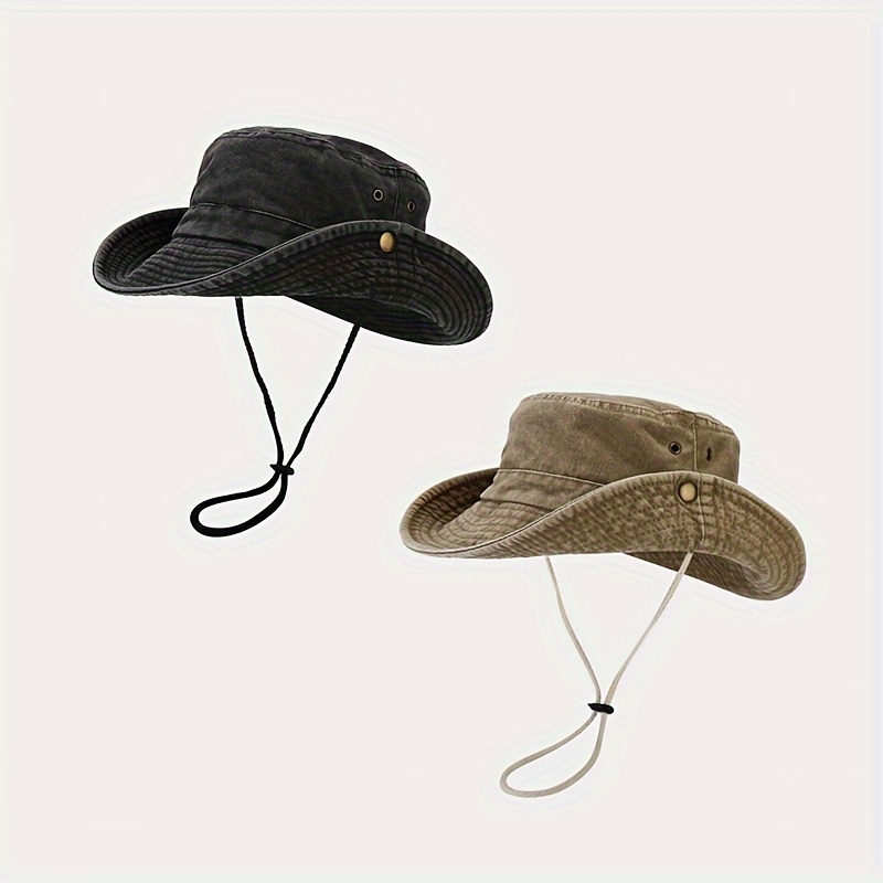 fashion spliced wide brim washed hat unisex outdoor sports hiking fishing sun protection cap