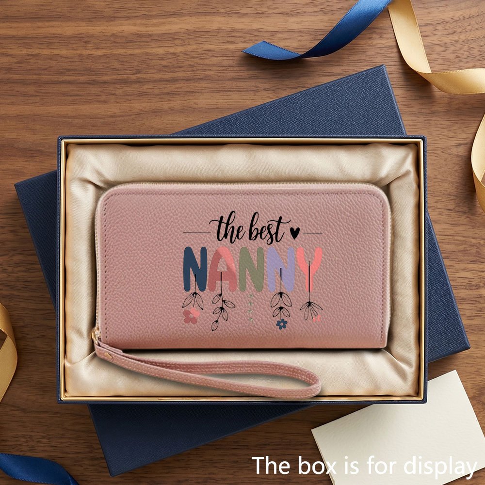 TEMU 1pc Vintage Best Nanny Printed Long Wallet Multifunctional Portable Phone Coin Purse Unisex Suitable For Birthday Gift And Daily Use With Ideal