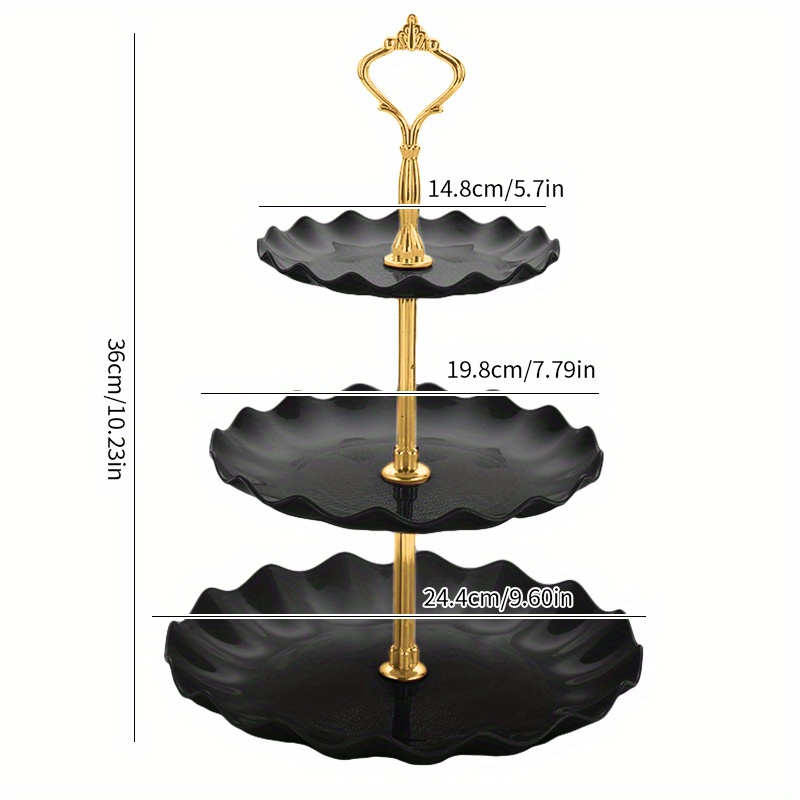 Image of 1pc Three-tier Cake Stand, Holiday Theme Candy Dessert Tray, Snack Fruit Basket, Food Display Stand For New Year, Celebration, Wedding, Festival, Party Display