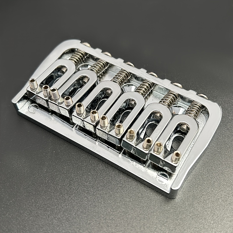 6-string Guitar Fixed Bridge 72.8x38mm- Electric Guitar Metal Hardtail Replacement, Black& Silvery Golden, Fashionable Design, Sturdy Structure, Precision Craftsmanship, Suitable for DIY Guitarists and Instrument Repairers, Instrument Repair