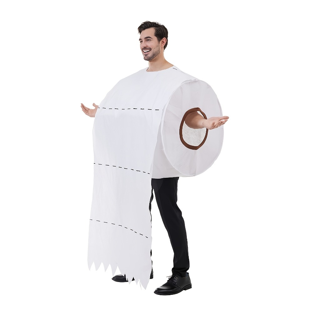 TEMU 1pc Halloween Toilet Paper Costume, Toilet Paper Cosplay Makeup, Dance Party Stage Performance Costume Christmas Gift