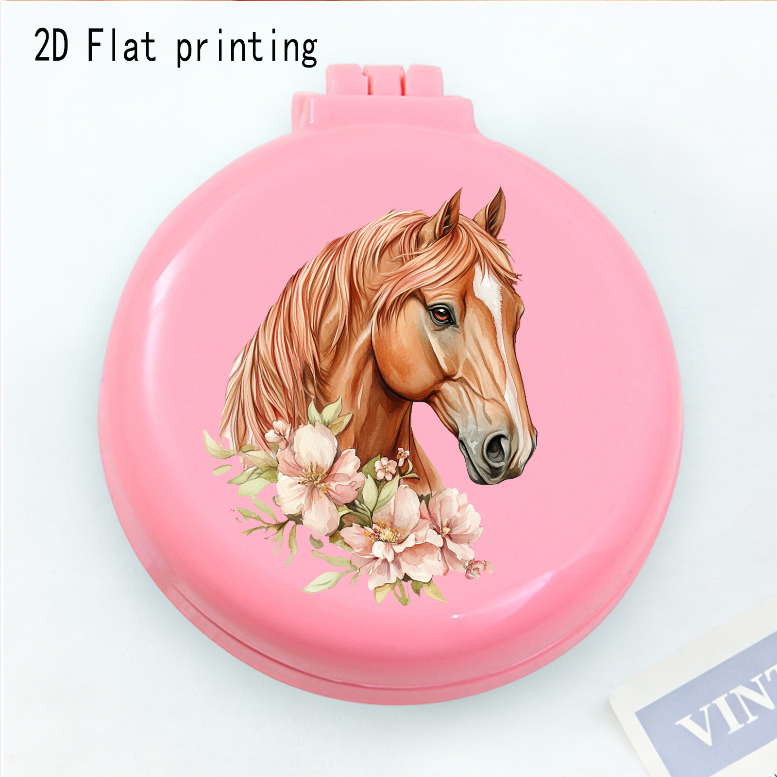 TEMU 1pc, Realistic Watercolor Style And Pink Flower Pattern Print, Style Theme, Mini Airbag Comb, Red And Blue 2 Colors For You - Folding Travel