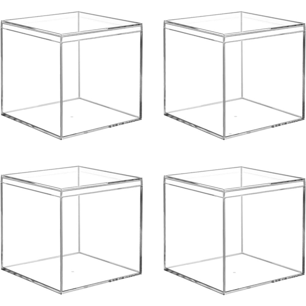 5pcs clear acrylic display boxes 5pcs acrylic display boxes clear plastic square cube containers with lids fantasy themed white storage boxes for candy jewelry and small items 0