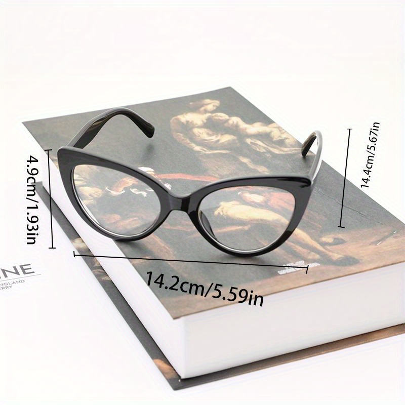 Retro Cat-eye Glasses Frame - Pc Round Frame With Transparent Lenses Suitable For Casual Attire, Non- Eyewear, Cat-eye For Casual & Professional Outfits, Fashionable Accessory