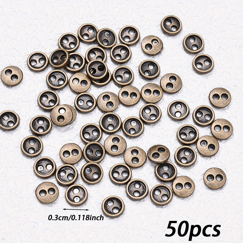 Image of 50pcs 3/4/5mm Mini Random Color Costume Button Beads Metal Tiny Double Hole Button Ideal For Miniature Clothing Additions, Perfect