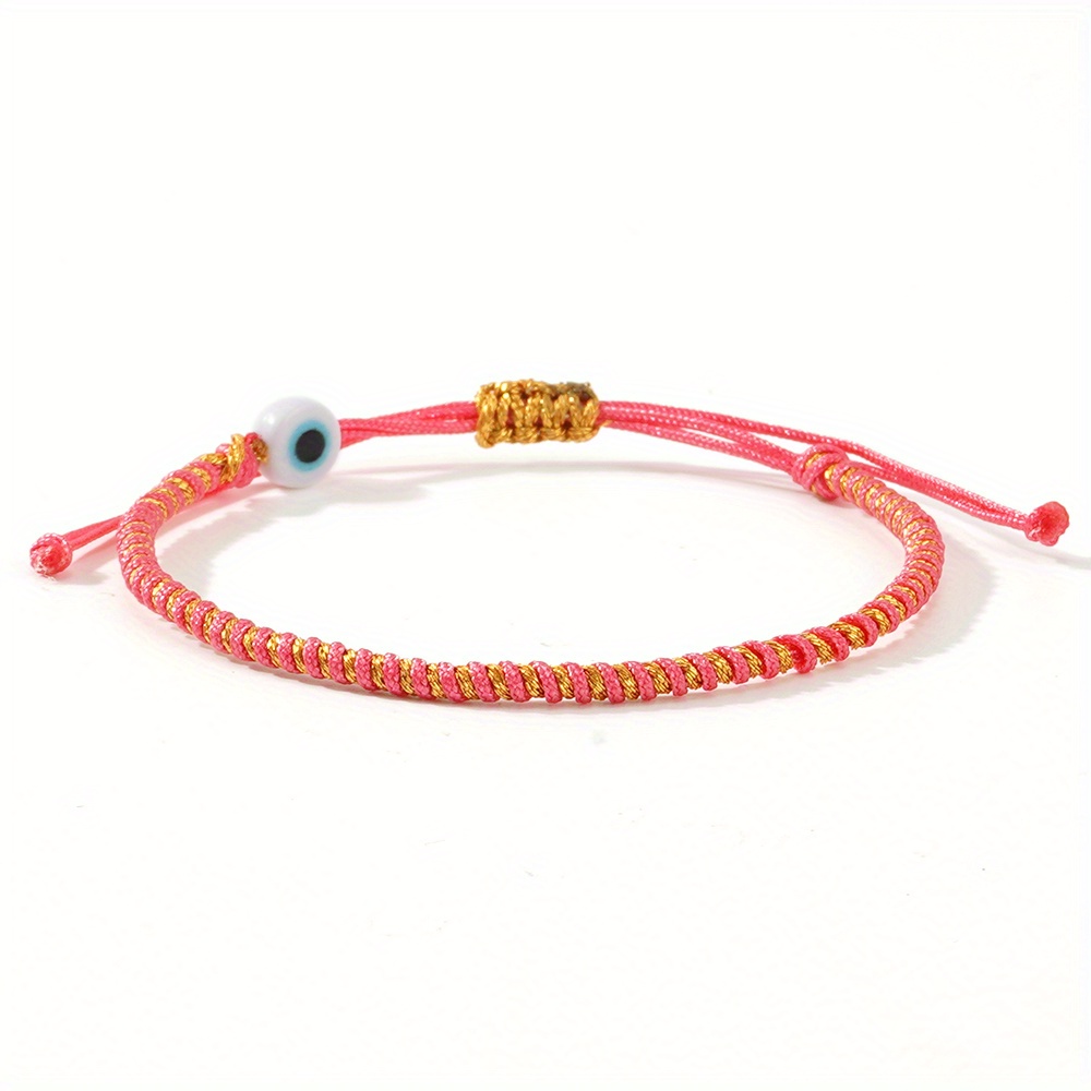 Boho Tribal Beaded Bracelet with Evil Eye Charm