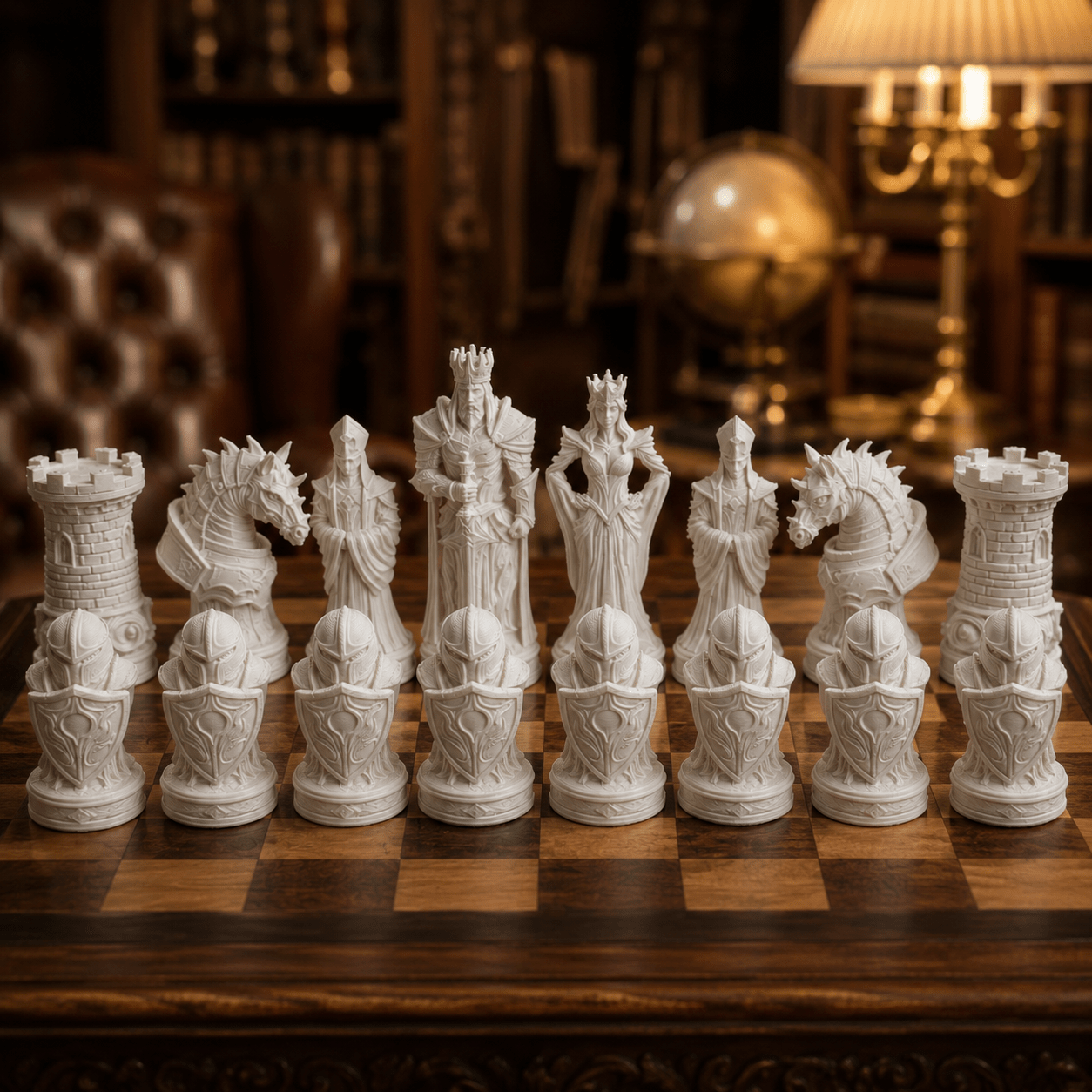 TEMU 3d Printed Medieval Set, Royal Kingdom Chess Pieces With King Queen Knight Rook And Armored , Collectible Strategy Board Game, Home Office Desk