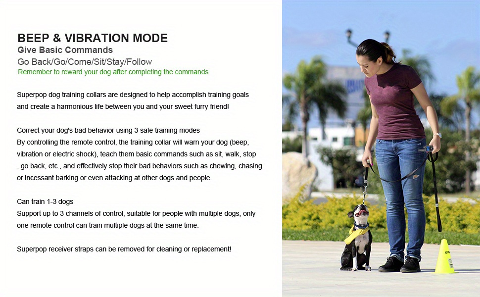 remote controlled electronic collar 2600   remote electric shock collar with 3   vibration   electric shock can   train all breeds of dogs Product details 6