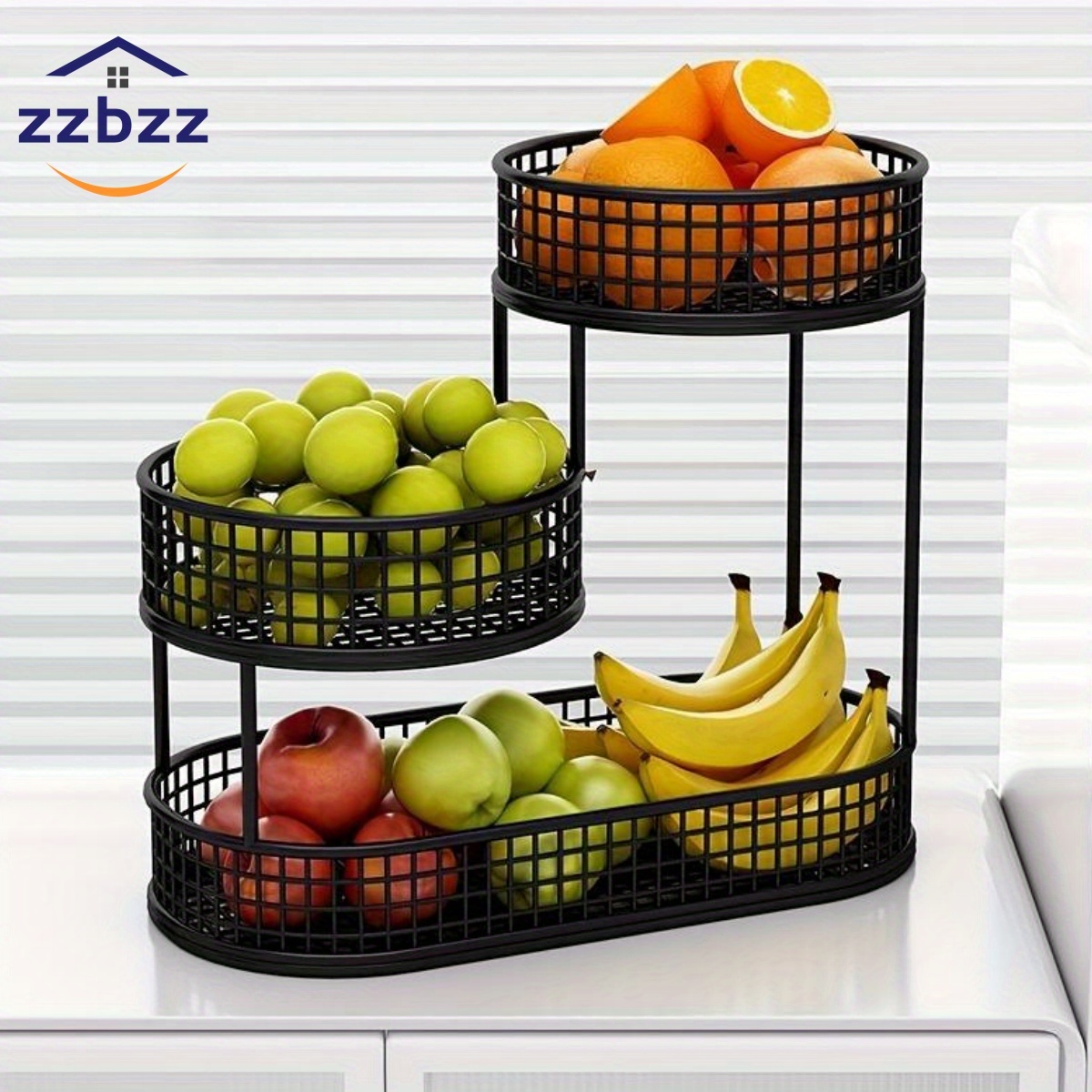 

Zzbzz Elegant Multi-tier Metal Fruit Basket - Snack And For Living Room, Serving Tray With 3/4 Tiers, Home Decor & Kitchen Organization