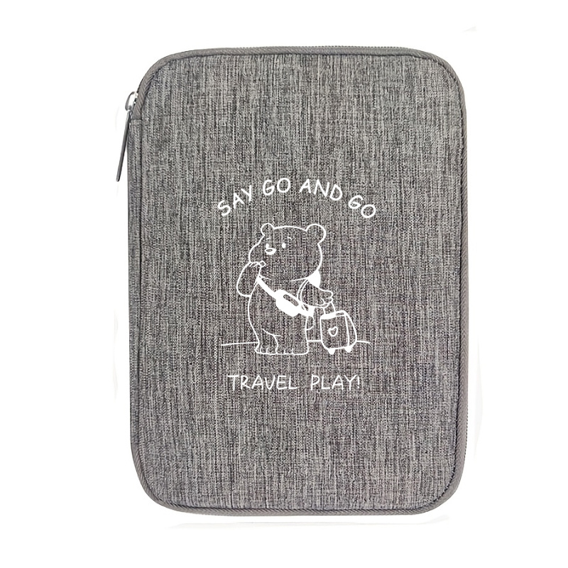 TEMU Borsa organizzatrice multifunzionale per accessori digitali con stampa motivo viaggio orso, 1 pezzo, pochette portatile con cerniera per cavi,