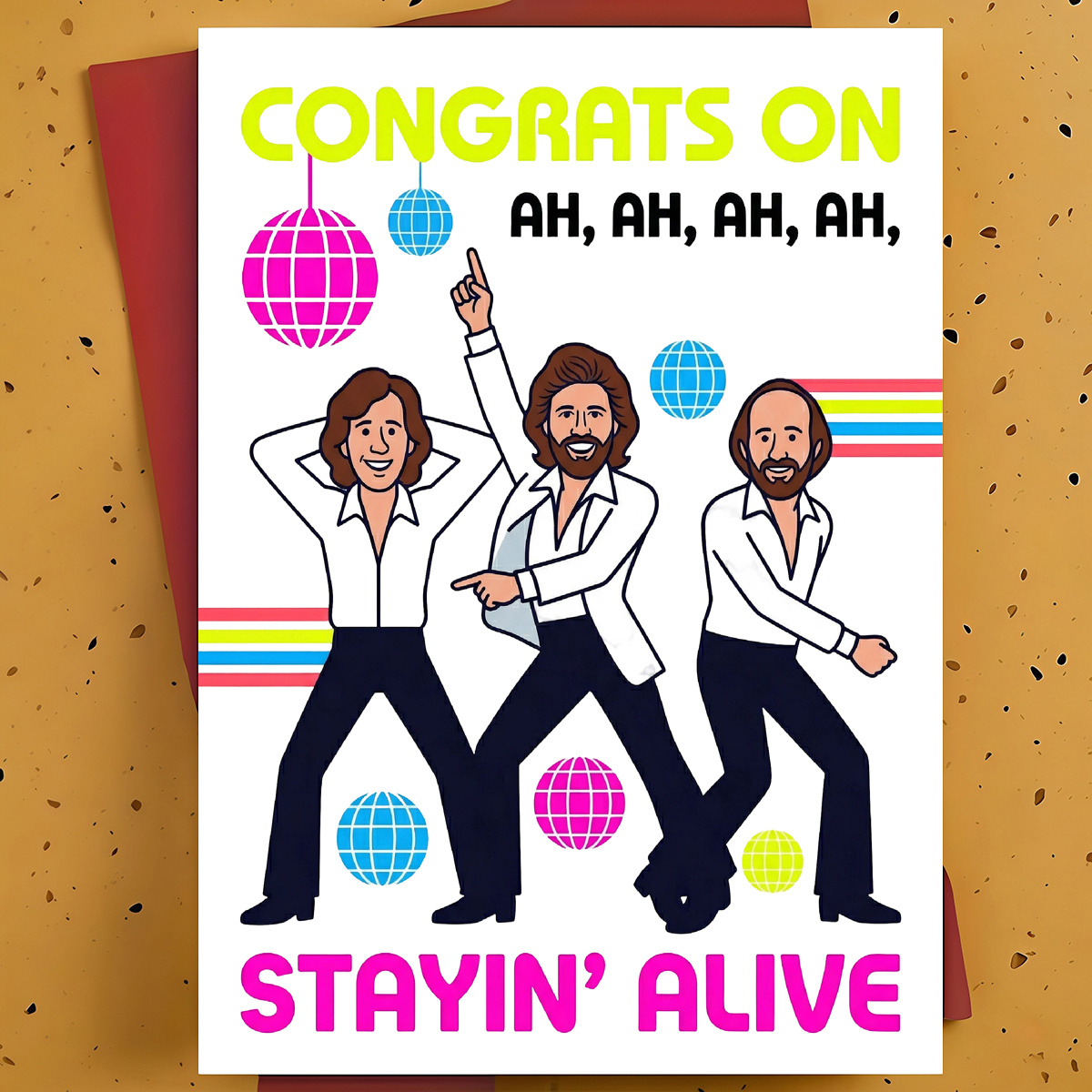 TEMU A Humorous Gift Card For And Colleagues Celebrating Birthdays, Graduations, Or Recoveries, Featuring A 70s Disco Theme And A '' ' Bee Family