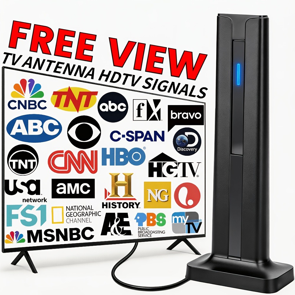 TEMU Antenne TV numérique HD améliorée pour intérieur et extérieur, amplificateur de signal omnidirectionnel 360° stable, prend en charge les chaînes