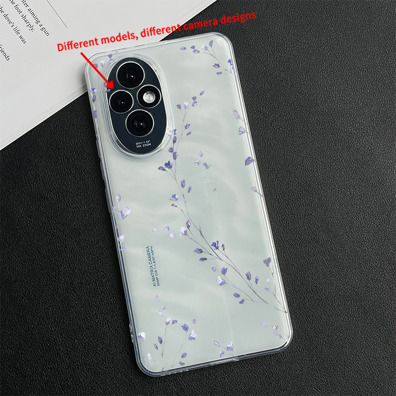 TEMU Funda Transparente para Móvil con Diseño de Florales, Compatible con Honor Play60Plus//30Plus/30/20/7TPro//6T,