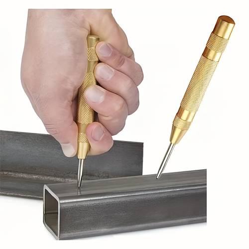 steel spring loaded automatic center punch precision marking hole starter tool metal no electricity required