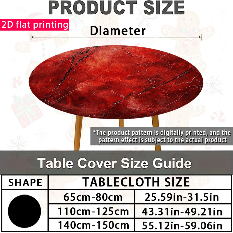 TEMU 1pc, Printed Round Tablecloth, Red Marble Texture Pattern Round Tablecloth, Luxurious And Grand, Eye-catchingly Unique, Adds A High-end To Your