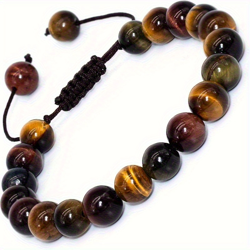 TEMU 調節可能な手作りビーズブレスレット アイストーン付き - ス、トスタイル、オール対応、日常使いに最適