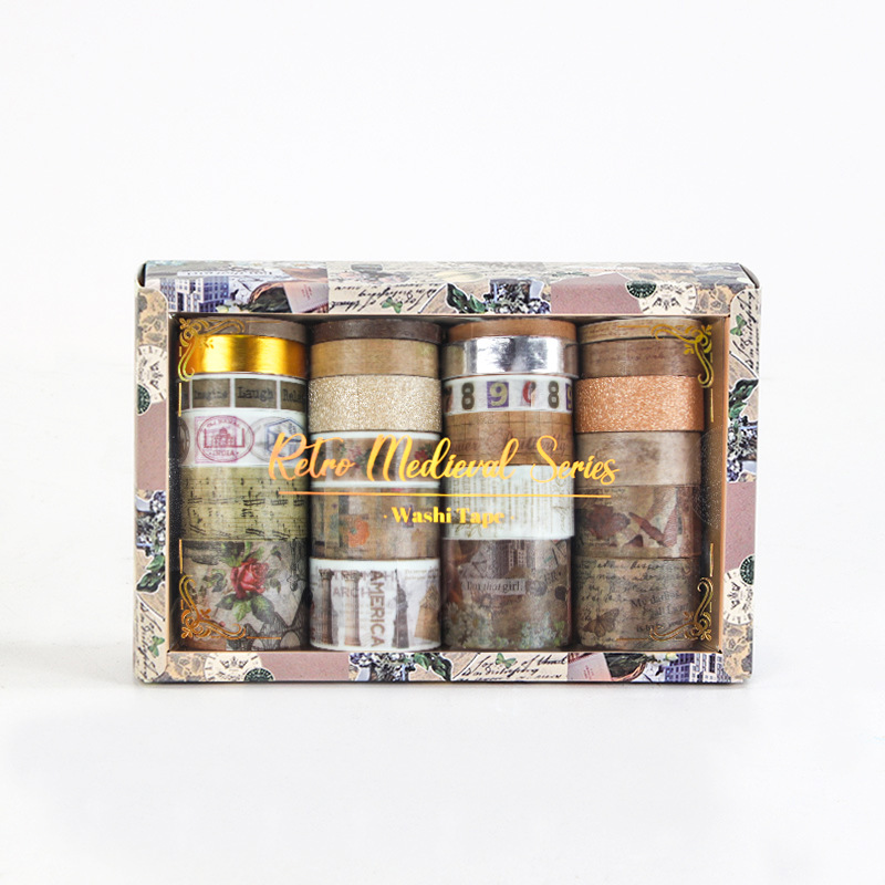 TEMU Lot de 24 rouleaux de ruban Washi style rétro, ruban adhésif à thème vintage, Washi multicolores pour comptabilité manuelle, scrapbooking,