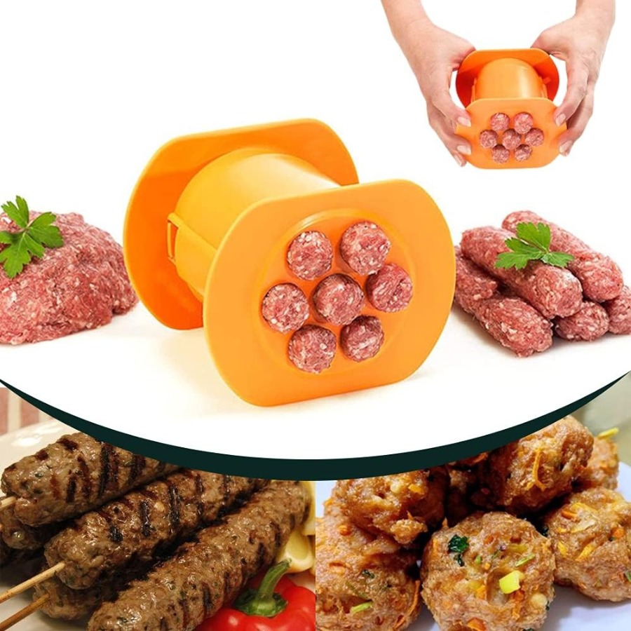 TEMU Guppy Cevapcici Sausage Maker Allows You To Create 7 Sausages Simultaneously, Featuring A Handmade Hot Strip Machine With Molds, Perfect For Making Meatballs And Grilling Tools For Bbq