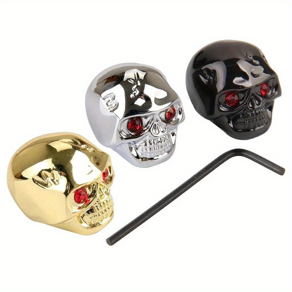 Set of 4 Skull-Shaped Metal Volume Knob Caps for Electric Guitars, Designed for Both Guitar And Bass, Featuring a Creative Color Design.