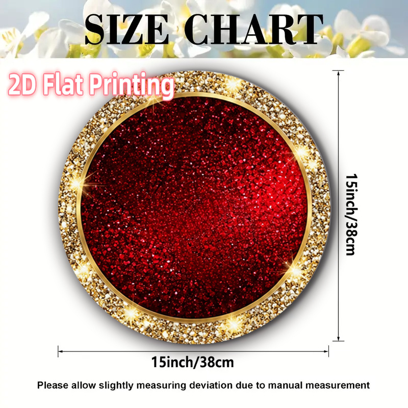 TEMU 4 Stk. glitzernde runde Tischsets in Rot Gold, geeignet für Partys, Weihnachtstischdekoration, elegant, geeignet für Zuhause, Themenrestaurants,