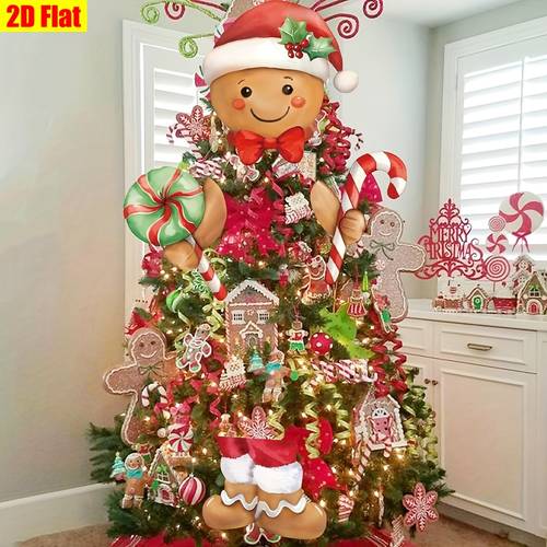 2d flat 4pcs gingerbread christmas tree topper gingerbread decor for christmas tree large gingerbread for man ornament for use as christmas tree or christmas party decoration holiday decorations festive design durable holiday decoration 2d