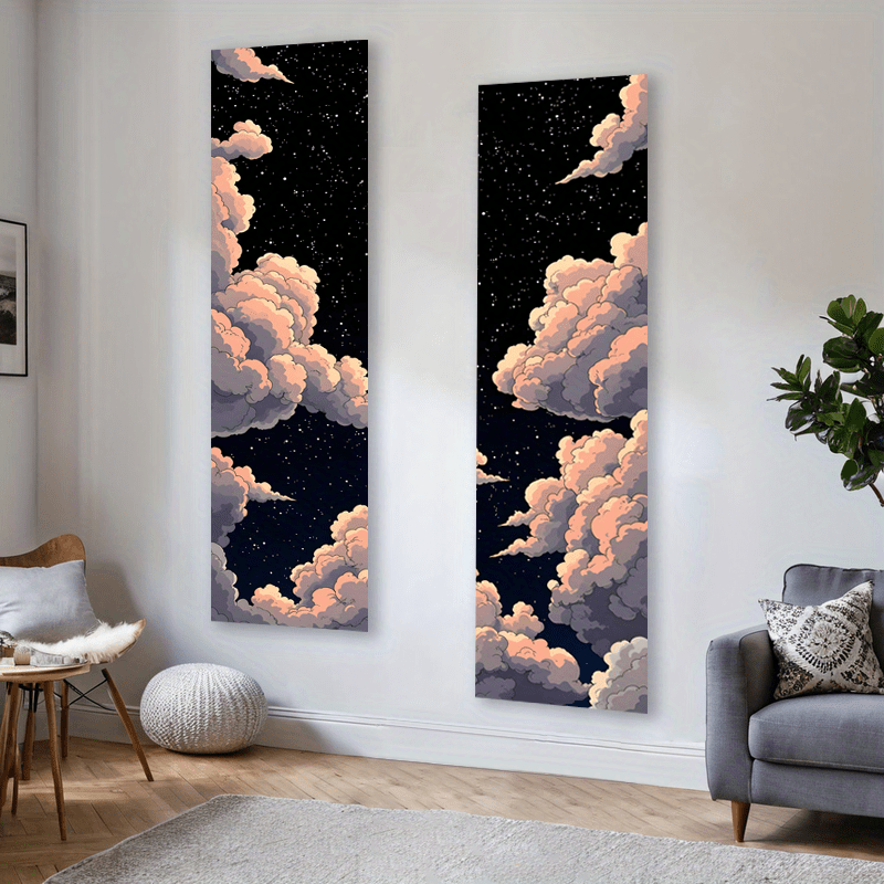 Starry Night Sky Tapestry Wall Decor Fantastic Clouds Set Of 2_voghion.com