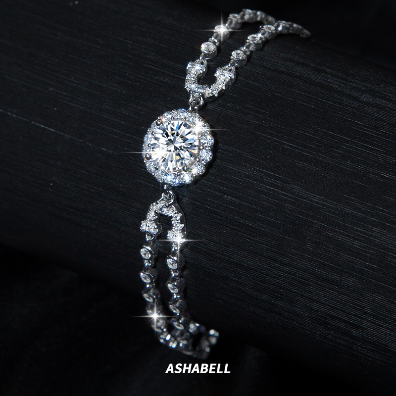 TEMU Personality Gorgeous And Elegant Round Bag Moissanite Bracelet Women Ins Personality Light Luxury Chic Shining High-end Exquisite Versatile