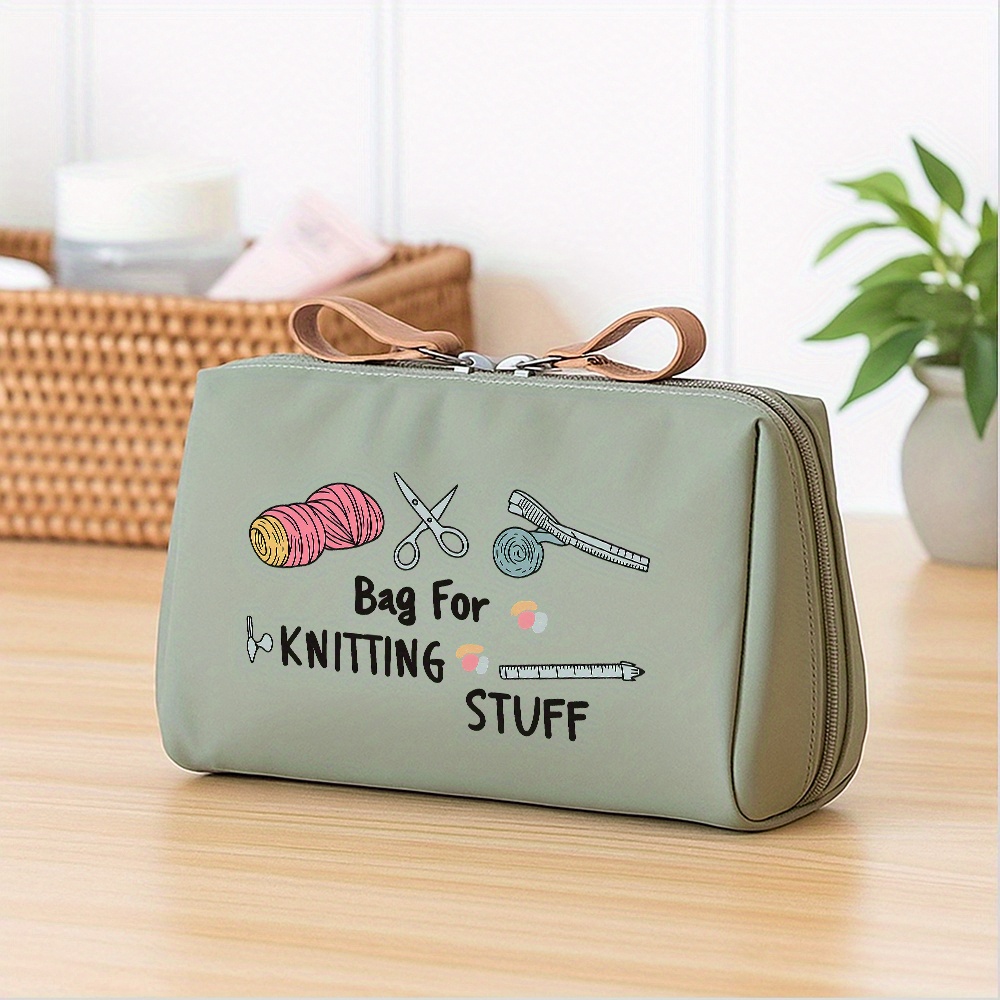 TEMU Craft-themed Design Featuring Yarn And Needles Illustration, A Compact Toiletry Bag, A Perfect Gift For Creative Women, , And Sisters, Travel