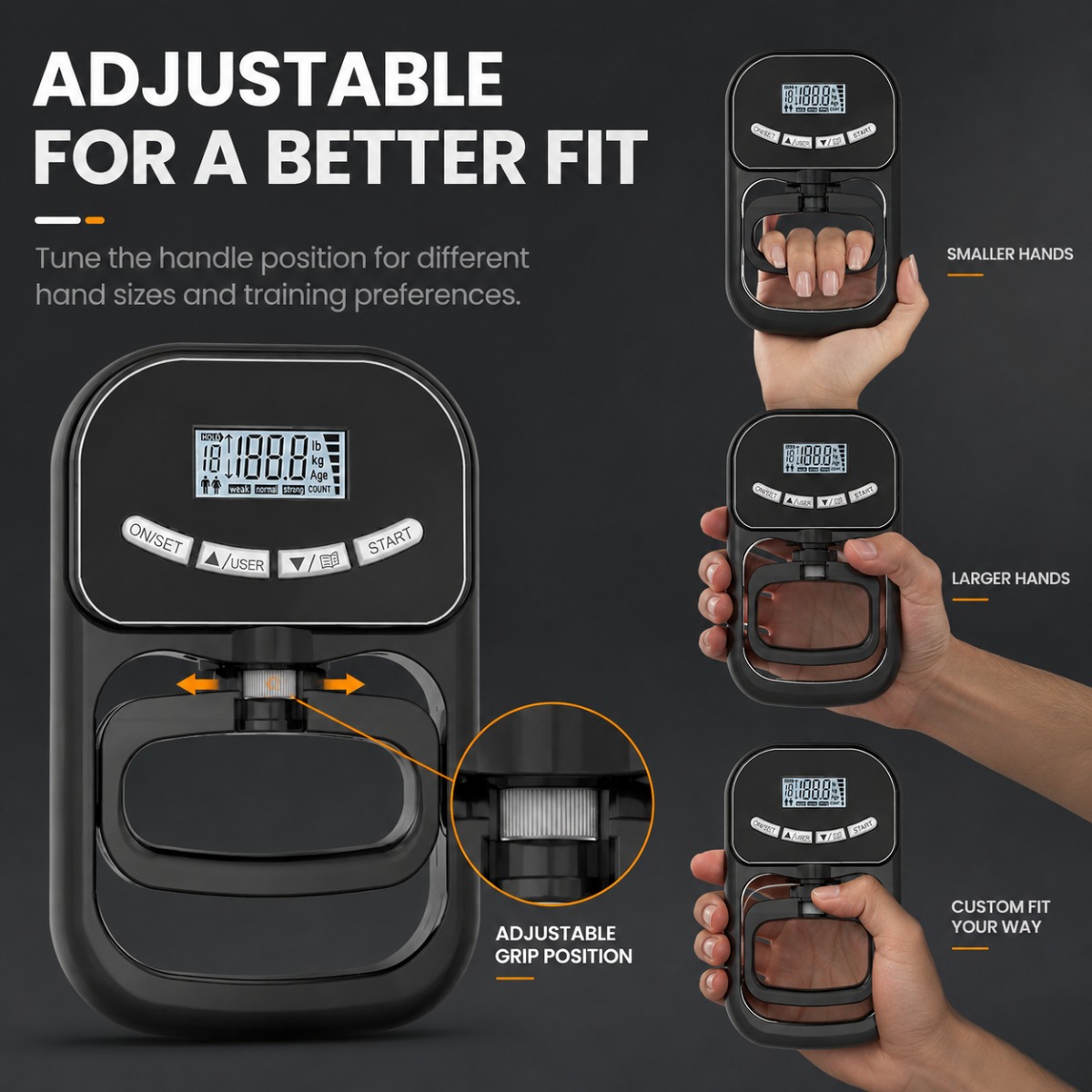 Digital Hand Dynamometer Grip Strength Tester, 120kg Capacity