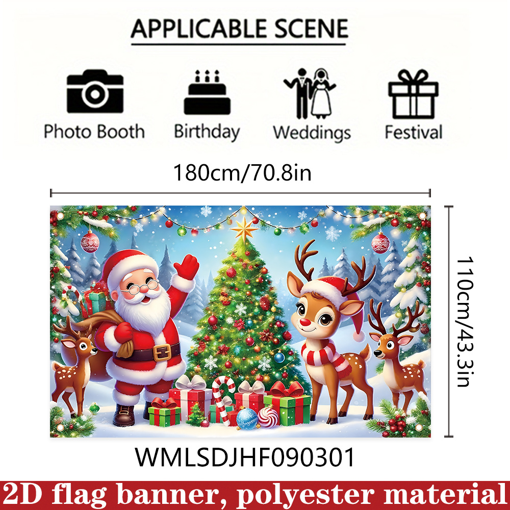 TEMU 2d Flat, 2d Flat - 2d Flat, 2d Flat - A 2d Flag Banner For Christmas, Measuring 180cm By 110cm ( Inches By 43.3 Inches), Made Of Polyester. It